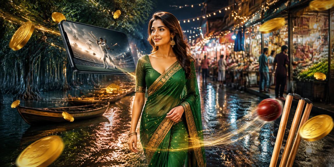 A woman in a saree near the Sundarbans reviewing a 9 baji cricket betting case study